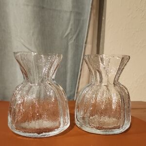   Sea Glasbruk Pair Of Sack Vases Made In Sweden.